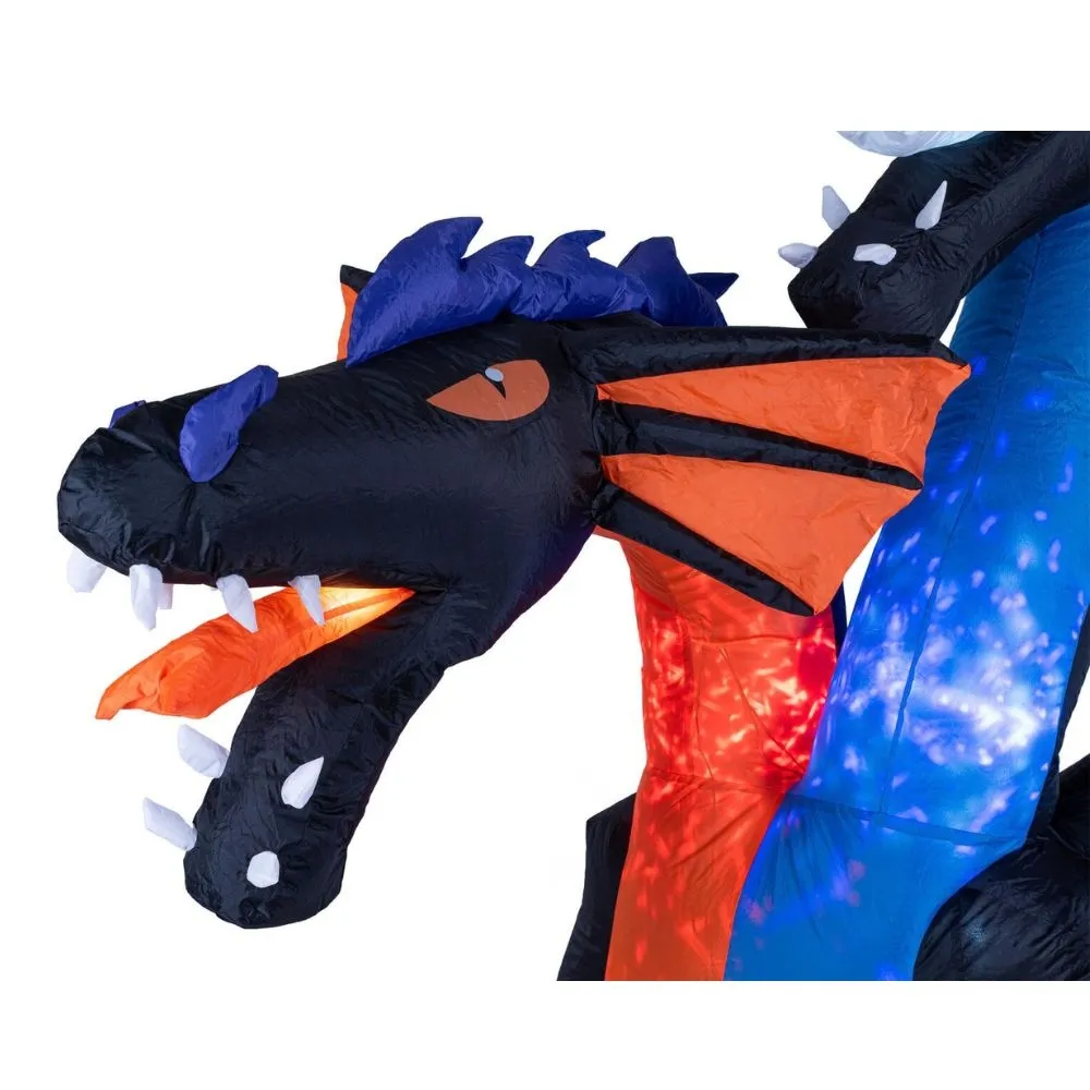 Europalms HALLOWEEN INFLATABLE DRAGON - 208 CM - TWO-HEADED – WITH LED LIGHTING