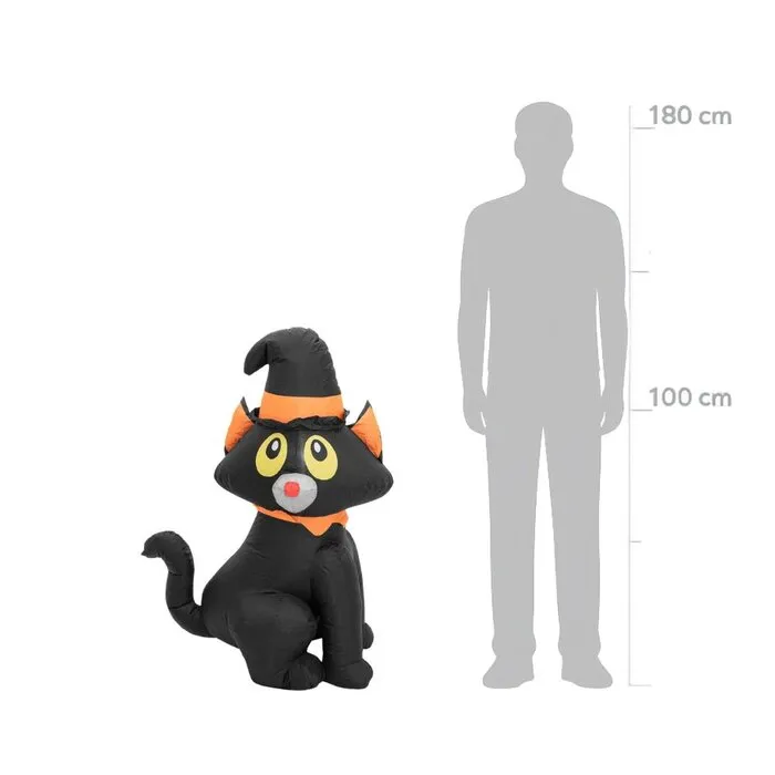 Europalms Halloween inflatable cat – 122 cm – LED lighting – self‑inflating