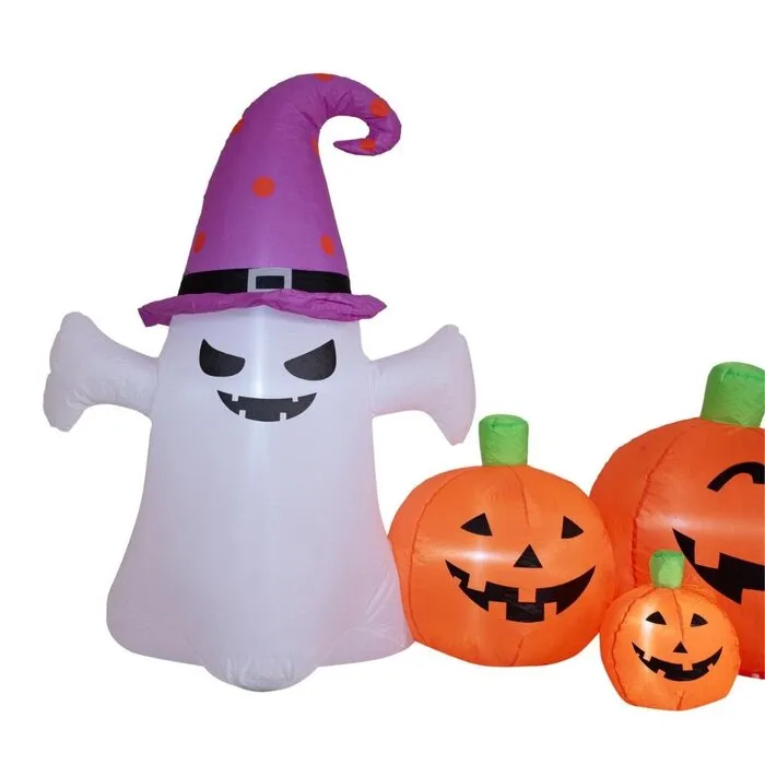 Europalms HALLOWEEN INFLATABLE GHOST WITH PUMPKINS 244 CM – LED LIGHTING - SELF INFLATABLE