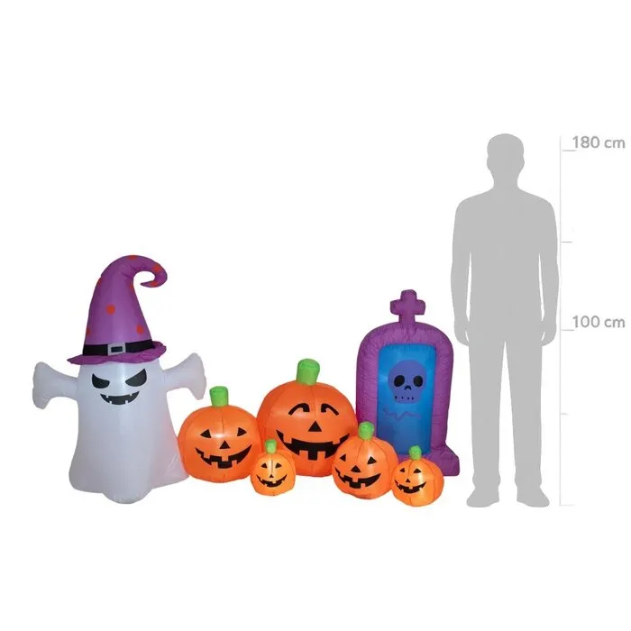 Europalms HALLOWEEN INFLATABLE GHOST WITH PUMPKINS 244 CM – LED LIGHTING - SELF INFLATABLE