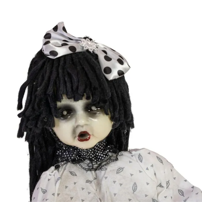 Europalms HALLOWEEN - CREEPY GIRL ON ROCKING HORSE - 72 CM – ANIMATED 72 CM