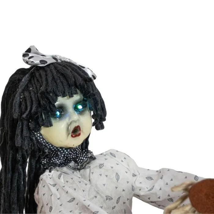 Europalms HALLOWEEN - CREEPY GIRL ON ROCKING HORSE - 72 CM – ANIMATED 72 CM