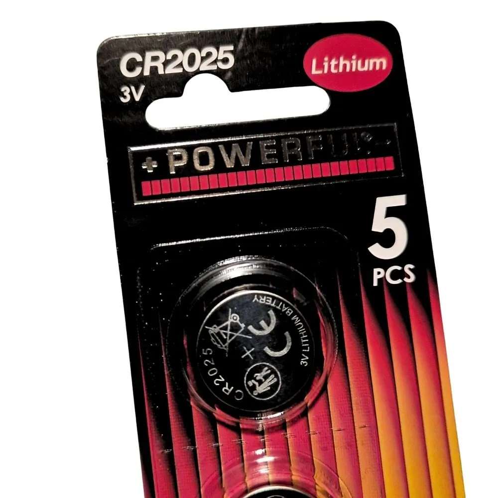 CR2025 3V LITHIUM BATTERIJ - 5 PACK +POWERFUL+