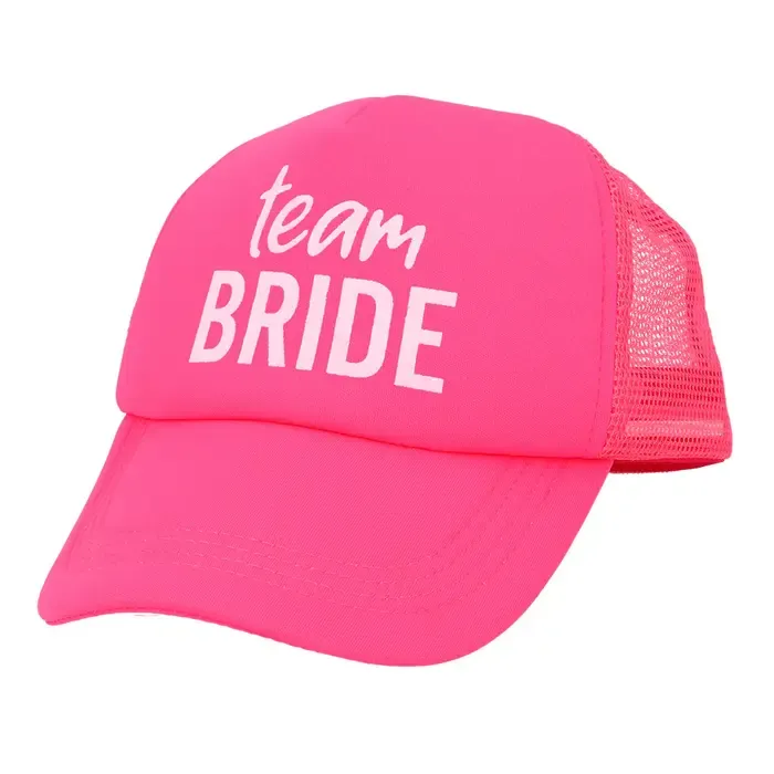 Neon Pet Team Bride Roze | Vrijgezellenfeest Pet met Fluor Roze Opdruk
