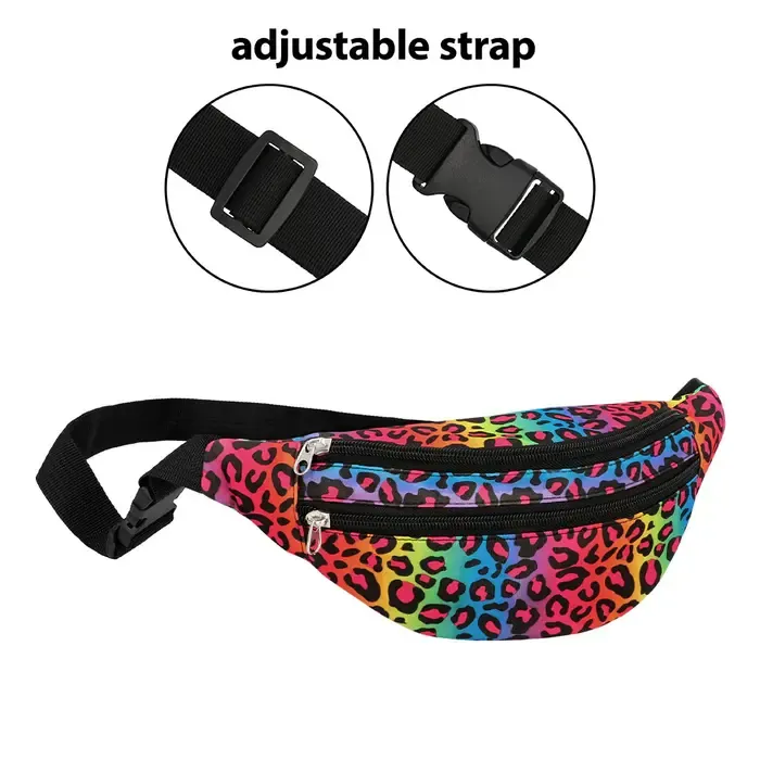 UV Blacklight Leopard Art Waist Bag Rainbow | Neon Festival Fanny Pack