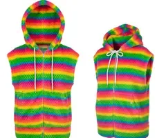 NEON BODYWARMER FLUFFY RAINBOW L/XL