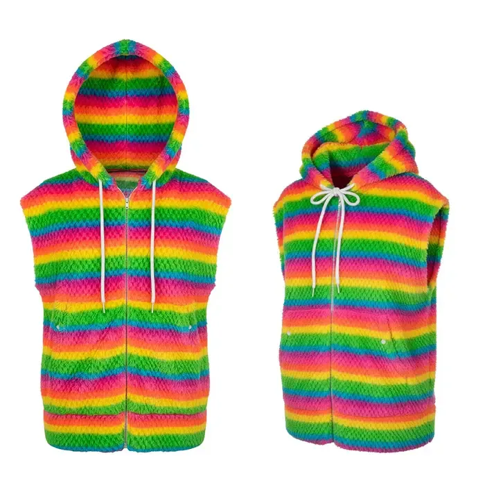 Neon Bodywarmer Fluffy Rainbow L/XL