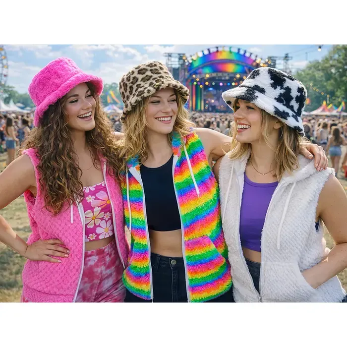 Neon Bodywarmer Fluffy Rainbow L/XL