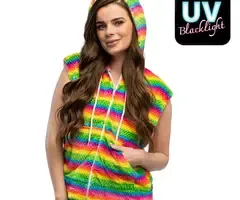 NEON BODYWARMER FLUFFY RAINBOW L/XL
