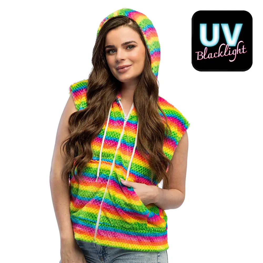 Neon Bodywarmer Fluffy Rainbow L/XL
