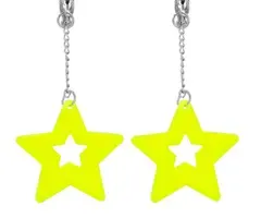 NEON OORBELLEN - STER - GEEL
