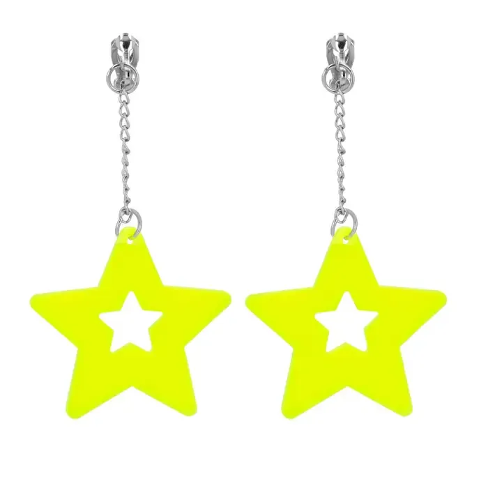 Neon Oorbellen Ster Geel