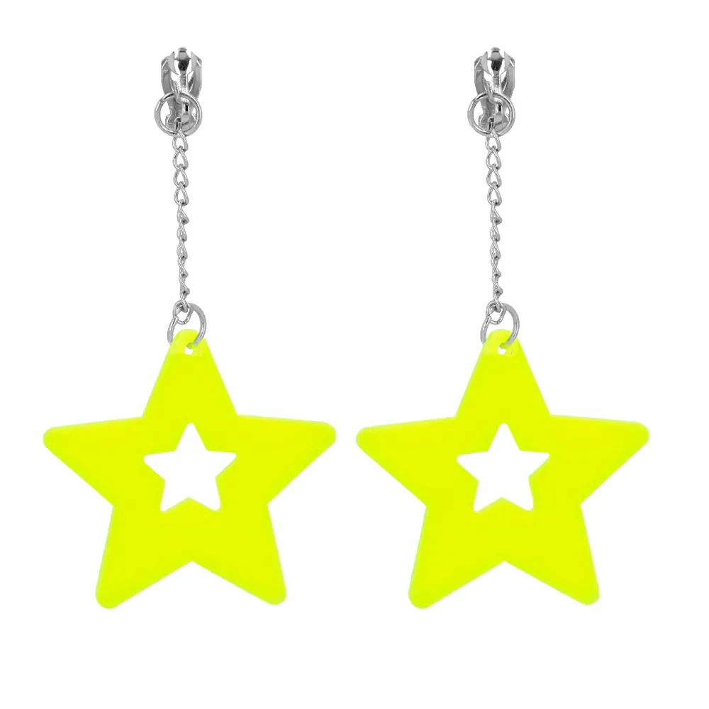 Neon Oorbellen Ster Geel