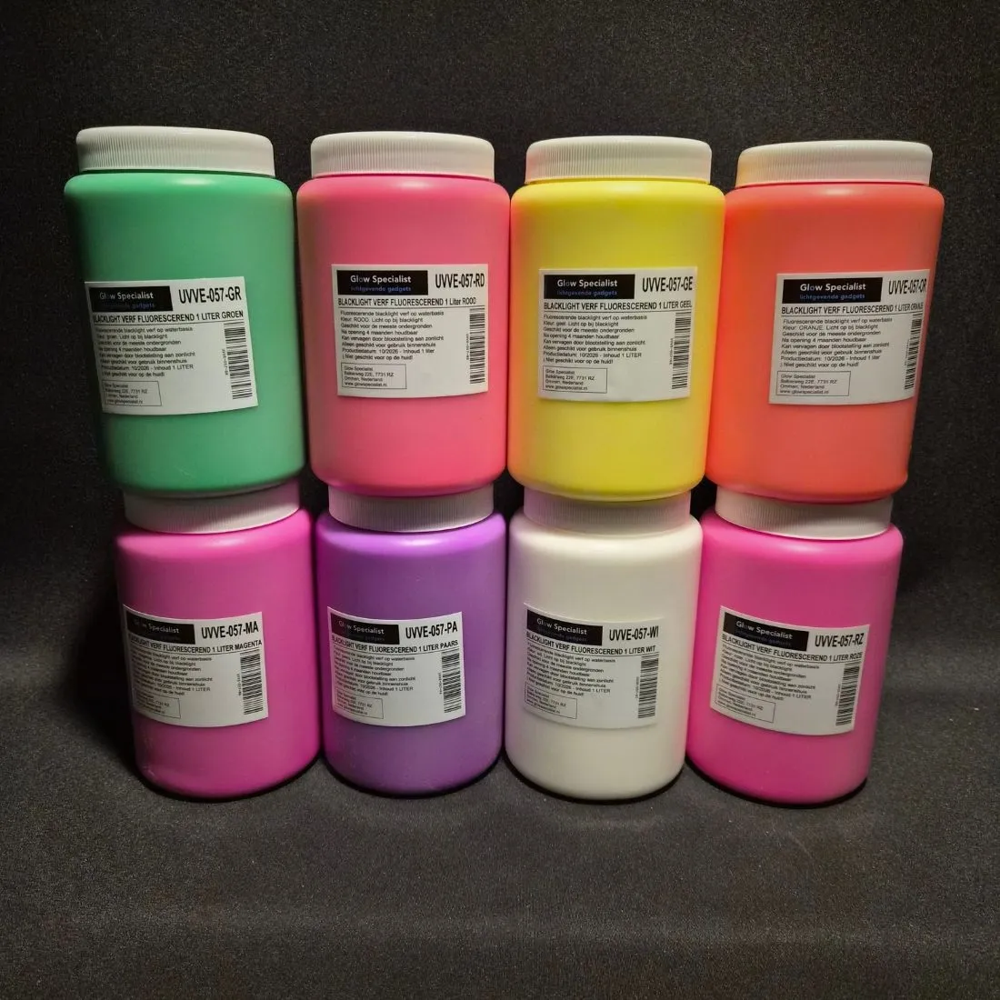 FLUORESCENT BLACKLIGHT PAINT WATER BASED - 1 LITRE - VARIOUS COLOURS
