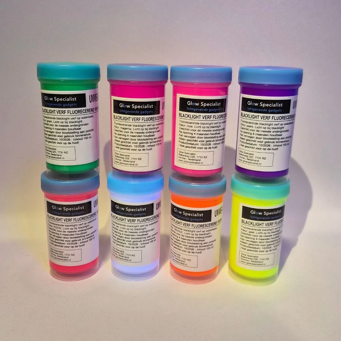 FLUORESCENT BLACKLIGHT PAINT WATER BASED - 100 ML - VARIOUS COLOURS