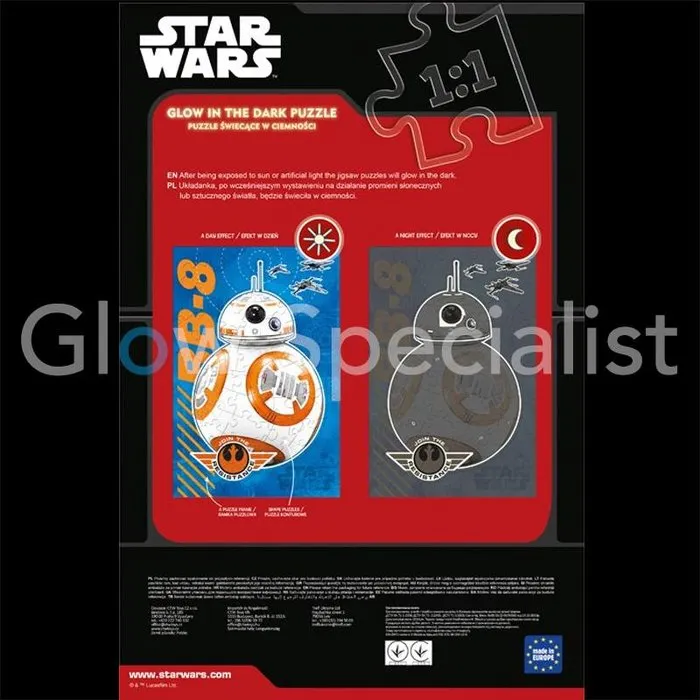 GLOW IN THE DARK PUZZLE - STAR WARS BB-8 - 60 PCS