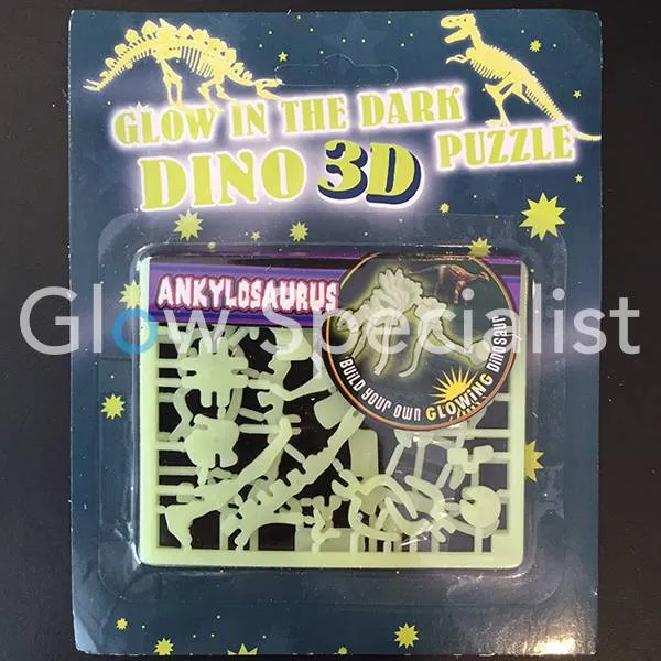 GLOW IN THE DARK 3D DINO PUZZLE - 6 ASSORTI