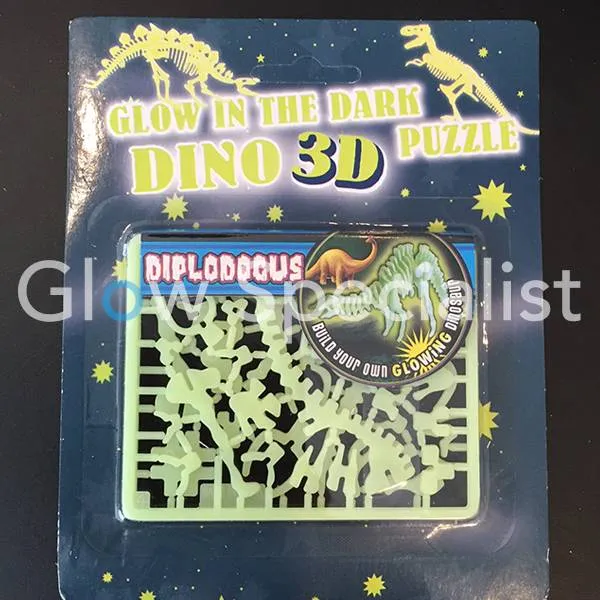 GLOW IN THE DARK 3D DINO PUZZLE - 6 ASSORTI