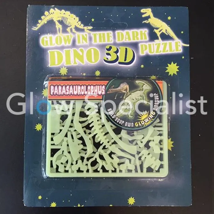 GLOW IN THE DARK 3D DINO PUZZLE - 6 ASSORTI