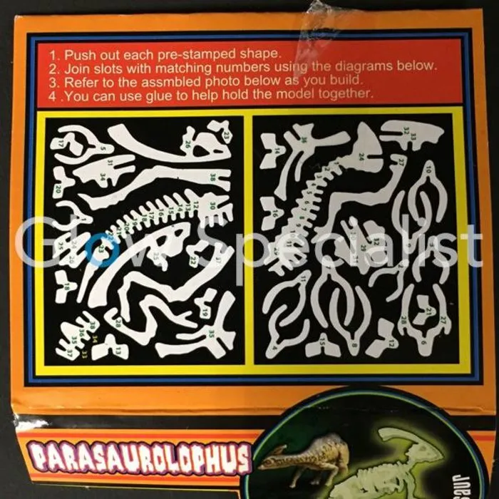 GLOW IN THE DARK 3D DINO PUZZLE - 6 ASSORTI