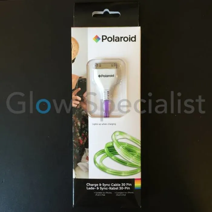LICHTGEVENDE LED OPLAADKABEL 30-PINS - GROEN / PAARS