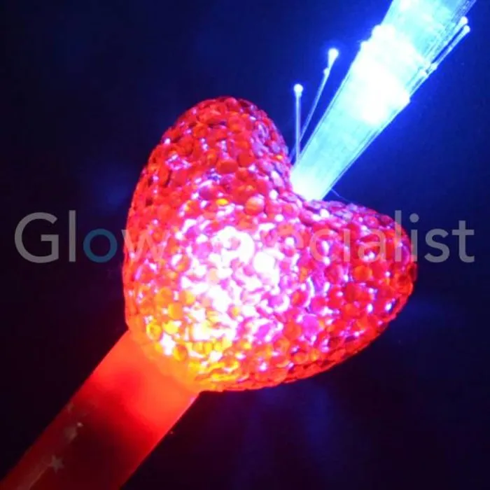 Fiberstick met rood LED hart – Glowstick met lichteffect – Kinderfeestjes & Valentijn