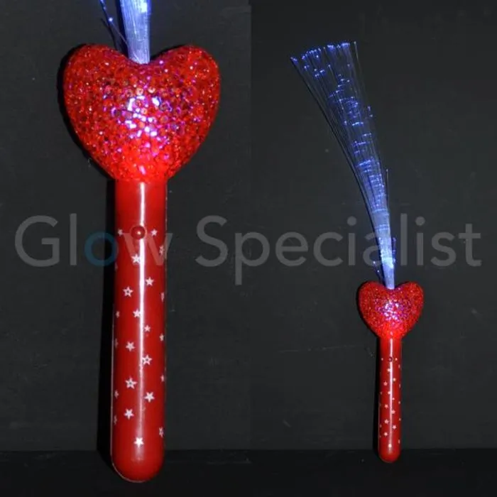 Fiberstick with red LED heart – Glowstick with light effects – Parties & Valentine