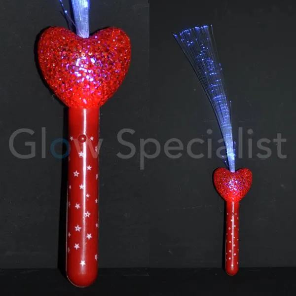 Fiberstick with red LED heart – Glowstick with light effects – Parties & Valentine