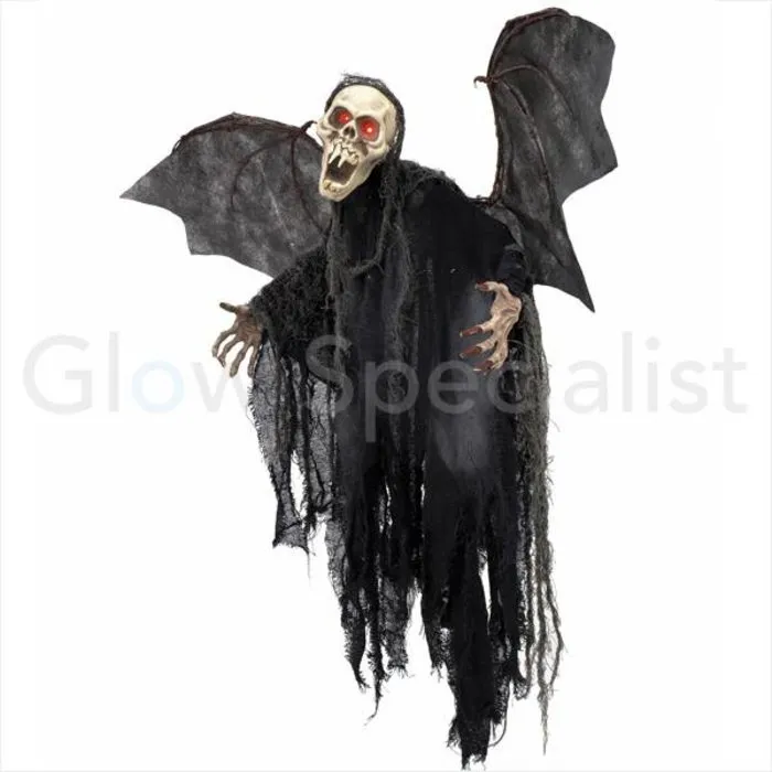 HALLOWEEN GHOST BATS - WITH RED LED EYES