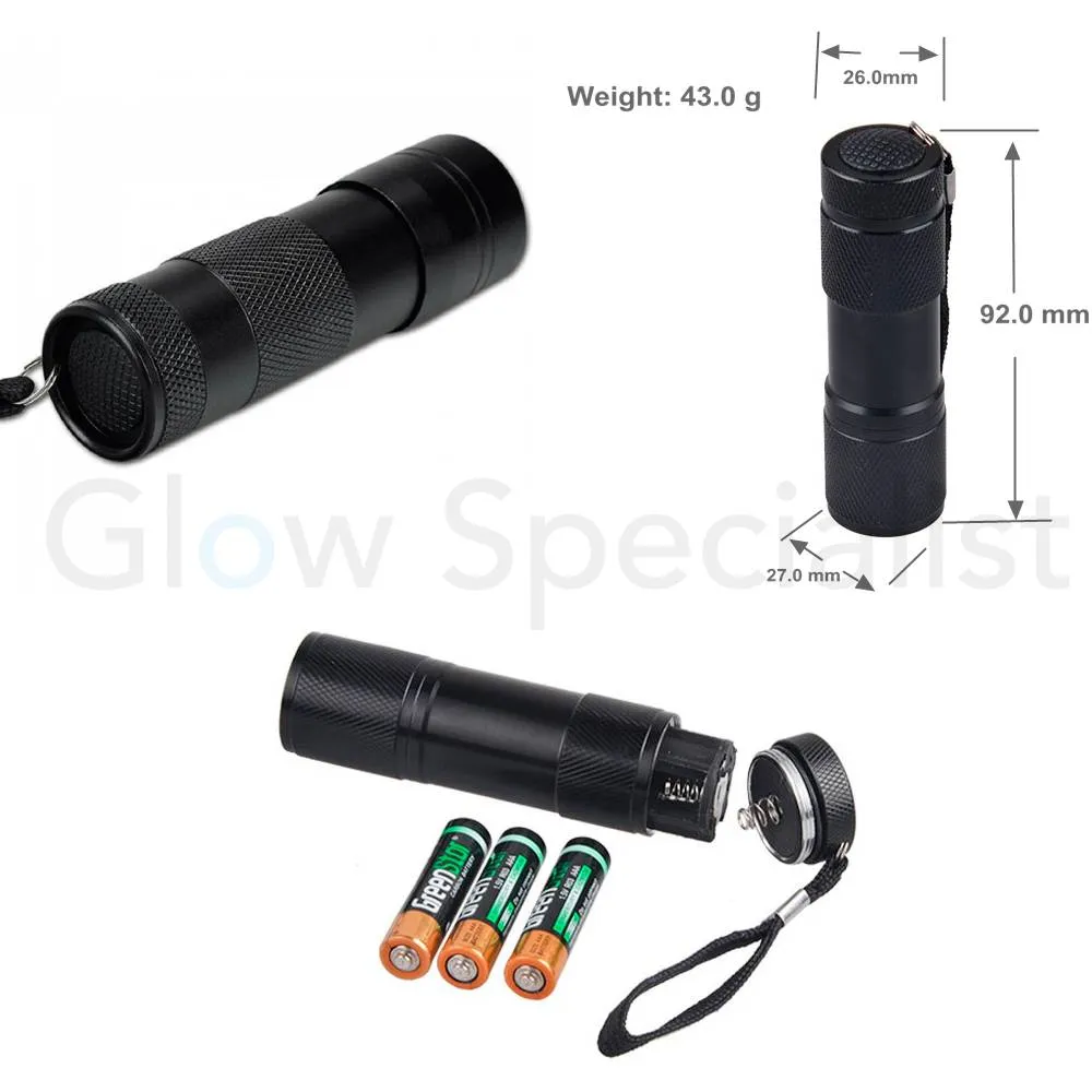 Glow Specialist UV Flashlight 9 LED – 395nm – Compact AAA Model