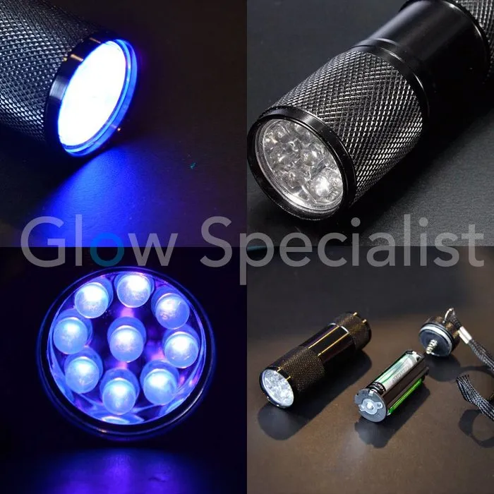 Glow Specialist UV Zaklamp 9 LED – 395nm – Compact AAA Model