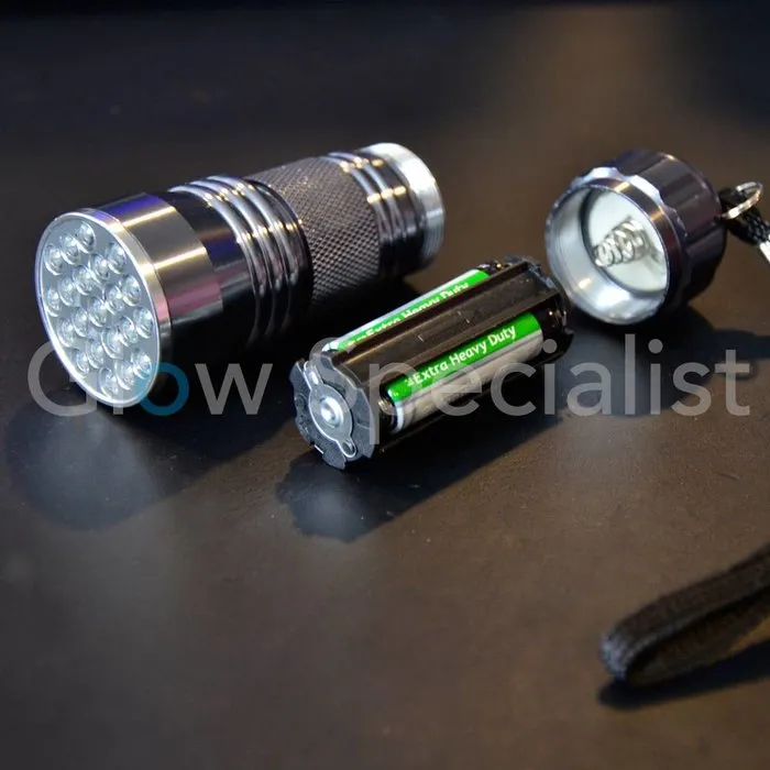 UV Zaklamp 21 LED – 395‑400nm – Robuust Aluminium