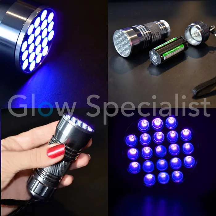 UV Zaklamp 21 LED – 395‑400nm – Robuust Aluminium