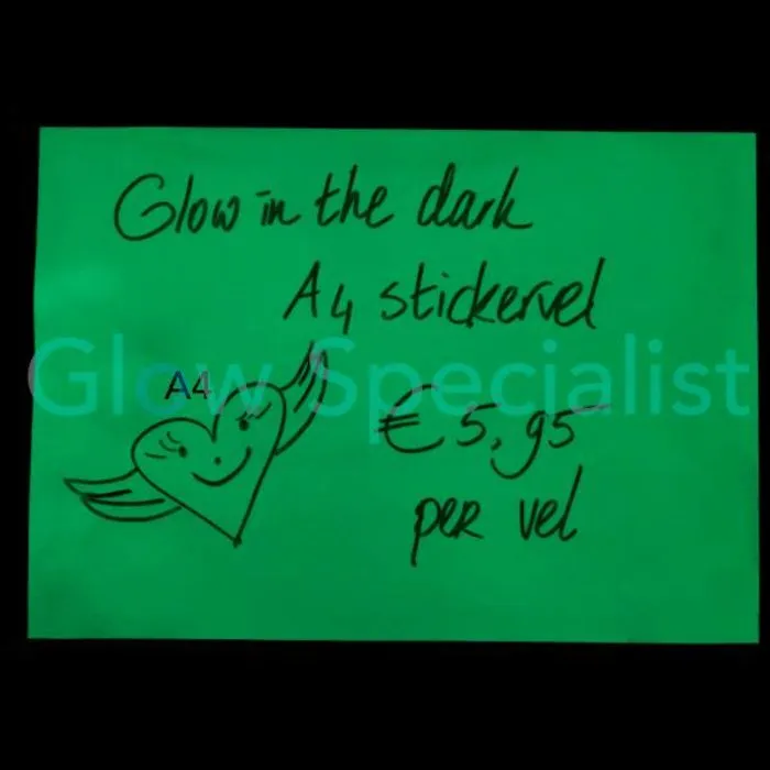 Glow in the Dark A4 Sticker Sheet – 240 x 297 mm – Luminous Vinyl Sticker Paper