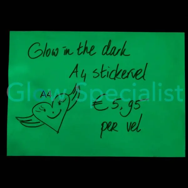 Glow in the Dark A4 Sticker Sheet – 240 x 297 mm – Luminous Vinyl Sticker Paper