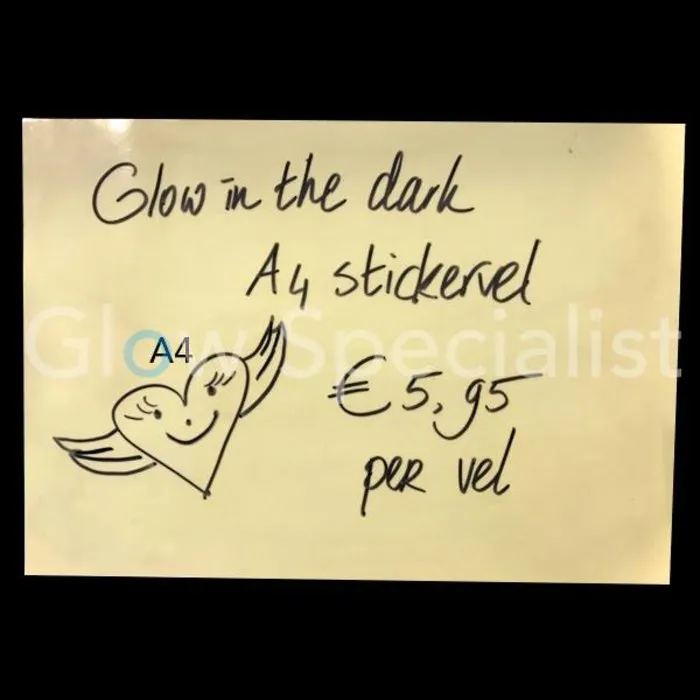 Glow in the Dark A4 Sticker Sheet – 240 x 297 mm – Luminous Vinyl Sticker Paper
