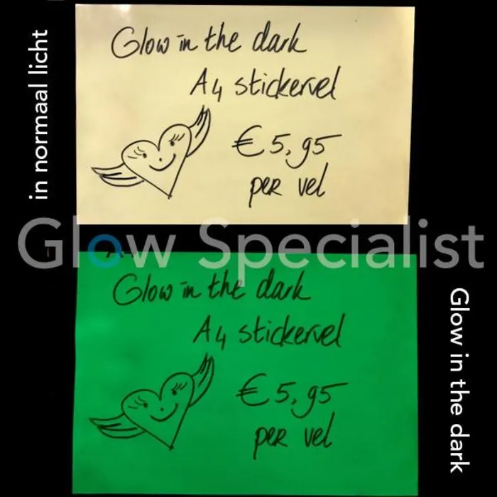 Glow in the Dark A4 Sticker Sheet – 240 x 297 mm – Luminous Vinyl Sticker Paper