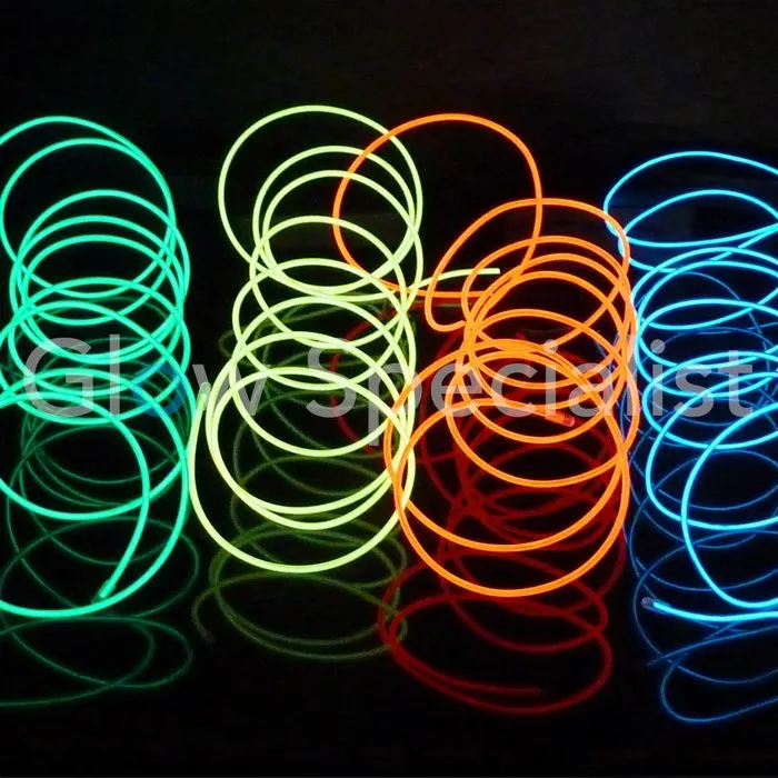 EL‑Wire 2 meter with 3V inverter – Flexible electroluminescent wire for clothing, decoration and creative projects