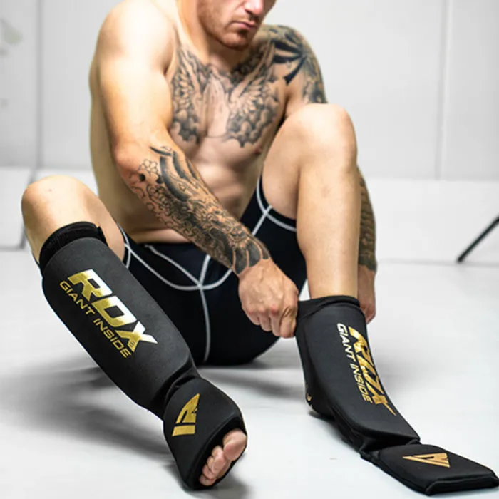 RDX Sports Hosiery Shin Instep Foam Zwart-Goud