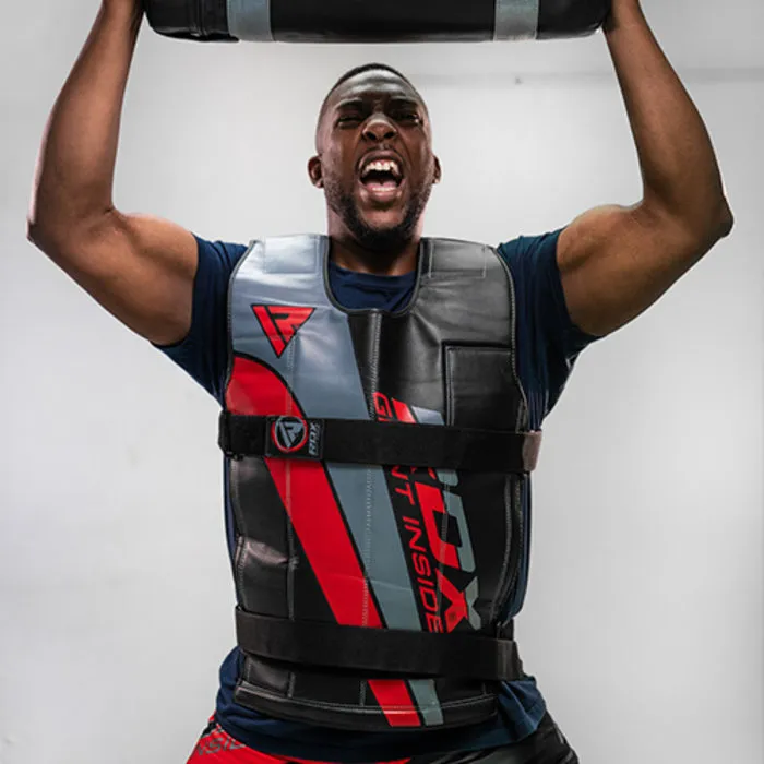 RDX Sports R1 Gewichtsvest - Zwart / Rood - Verstelbaar van 10 tot 18 kg