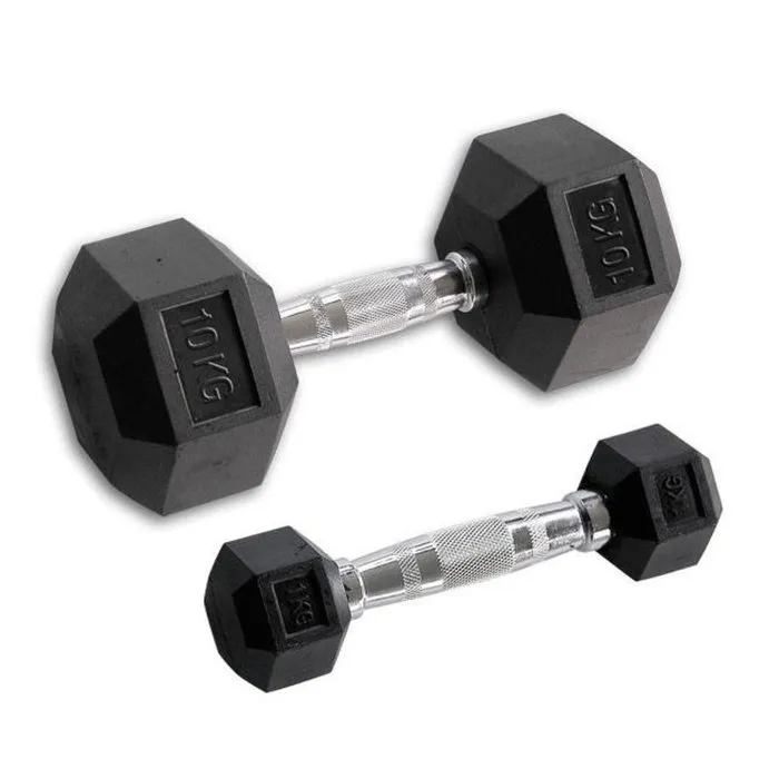 Body-Solid Hexa Rubber Dumbbell Set 1 -10 kg + opbergrek