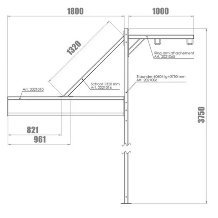 PT Essentials Standard Beam 1800 mm tube | dwarsverbinding