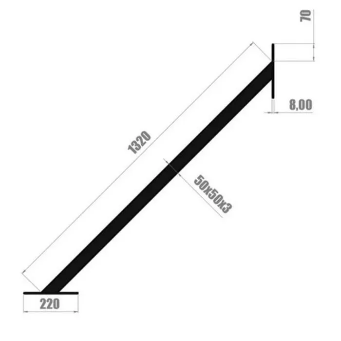 PT Essentials Schoor 45° lg=1320 mm