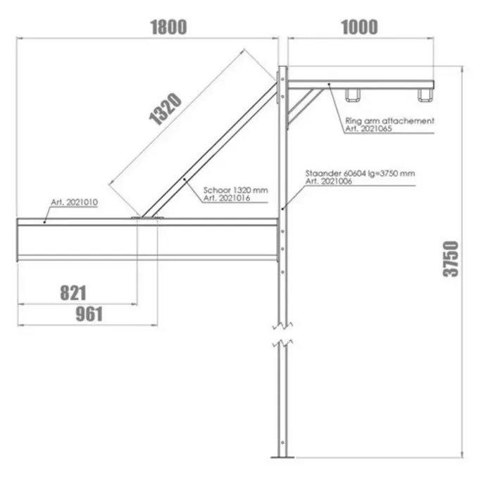 PT Essentials Schoor 45° lg=1320 mm