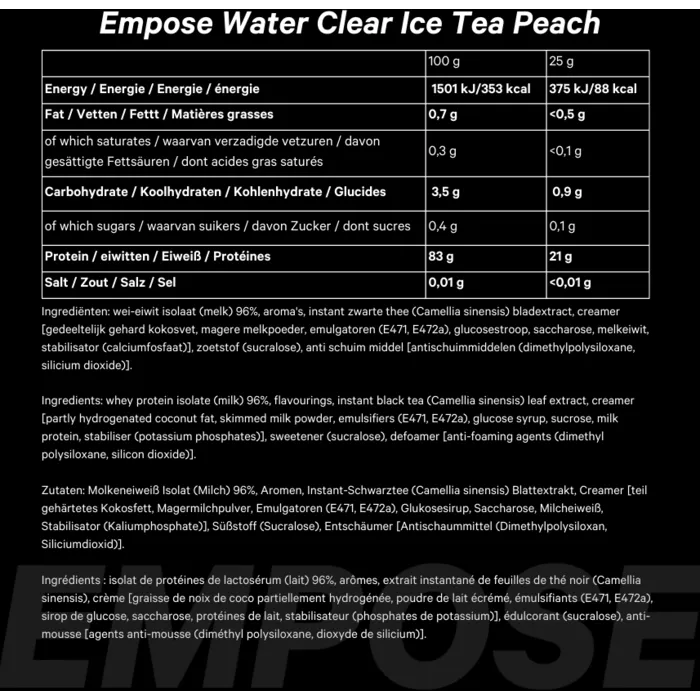 Empose Nutrition Water Clear Isolate - Proteine Ranja - Eiwit Poeder