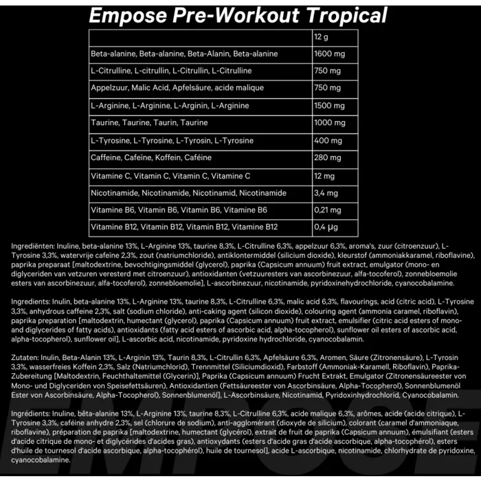 Empose Nutrition Pre -Workout Accelerate 360 gram - Tropical