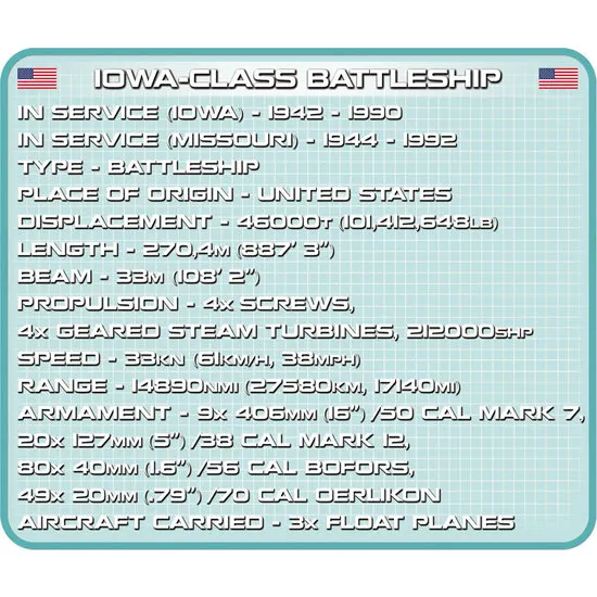 Cobi  Battleship USS Iowa + USS Missouri # Cobi 4812
