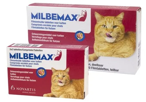 Milbemax Ontworming Kat vanaf 2 kg | 16/40 mg | 4 Deelbare Tabletten tegen Darmwormen