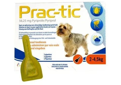 Novartis Prac-tic spot-on vlooien- en tekenmiddel hond | 3 pipetten | 4 weken bescherming