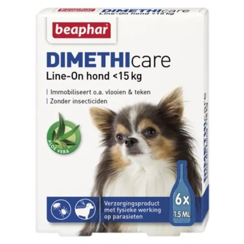 Beaphar DIMETHIcare Line-On Hond 6 pipetten | Tegen vlooien en teken zonder insecticiden